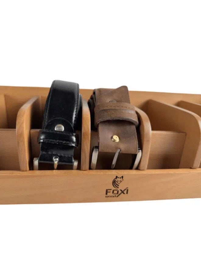 Foxiwood Wooden Belt Organizer With 7 Removable Compartment for Drawer , Dressing Room and Closet - Image 2